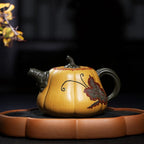 Pumpkin Hand-Carved Clay Teapot