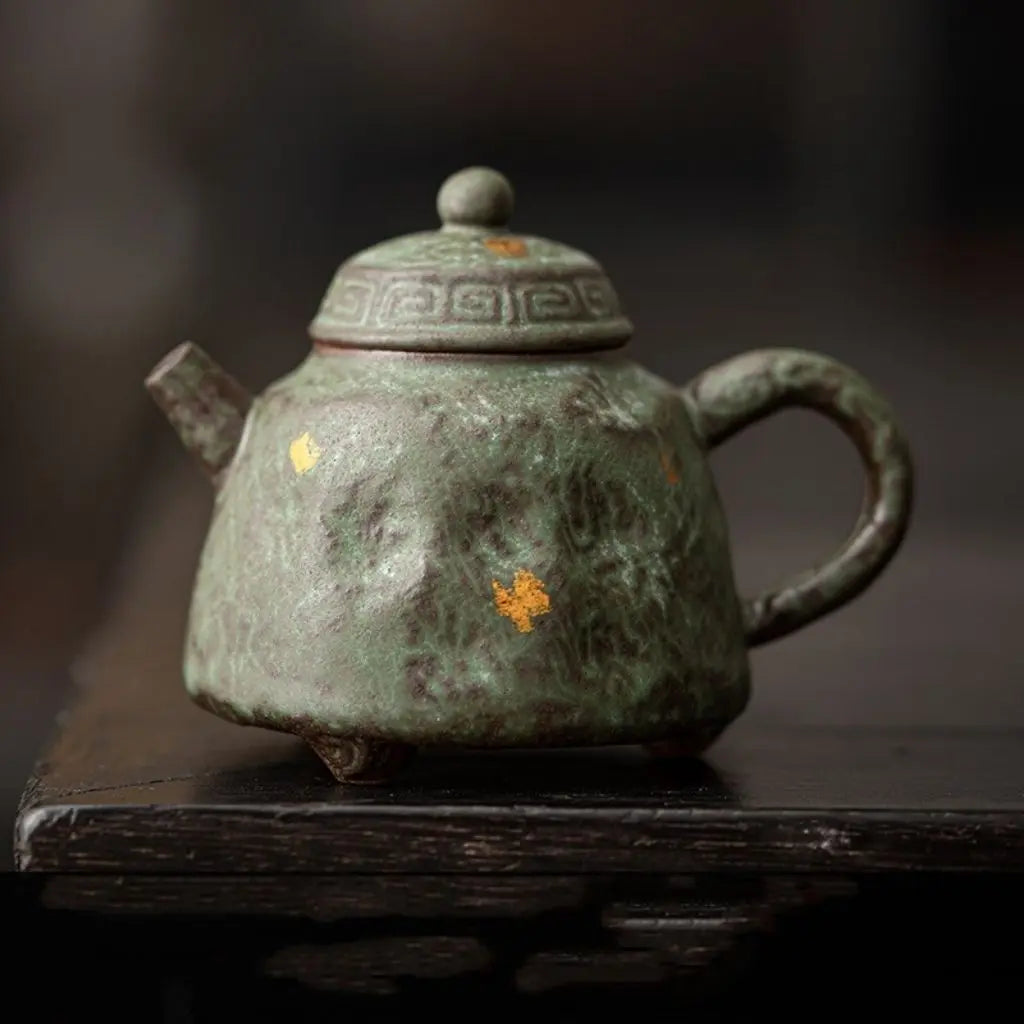 Yixing Japanese Moss Glaze Stoneware Teapot