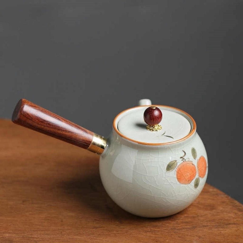 Mara Hand-Painted Crackle Glaze Ceramic Teapot