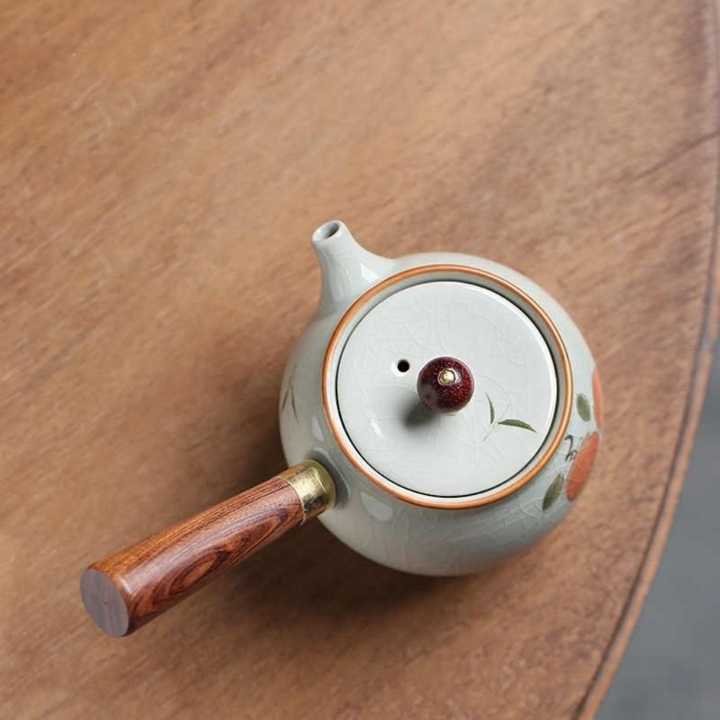 Mara Hand-Painted Crackle Glaze Ceramic Teapot