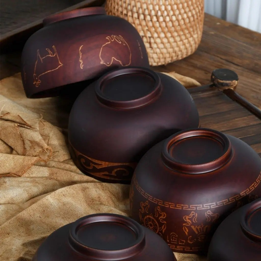 Arden Hand-Carved Wooden Bowl