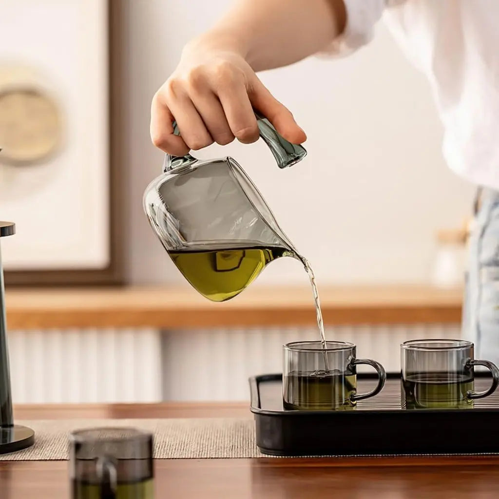 Theo Smoky Gray Glass Tea Set – Vertical Automatic Infuser
