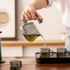 Theo Smoky Gray Glass Tea Set – Vertical Automatic Infuser