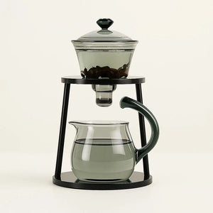 Theo Smoky Gray Glass Tea Set – Vertical Automatic Infuser
