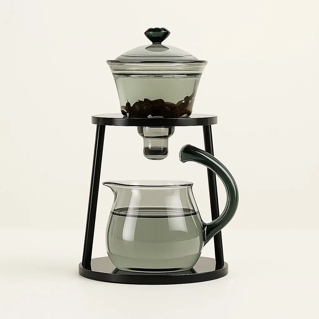 Theo Smoky Gray Glass Tea Set – Vertical Automatic Infuser
