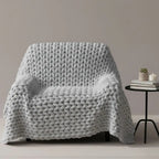 Handcrafted Chunky Wave Knit Throw Blanket