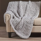 Handcrafted Chunky Wave Knit Throw Blanket