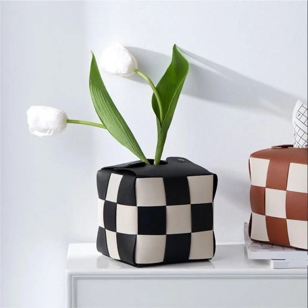Checkered Tissue Box Cover