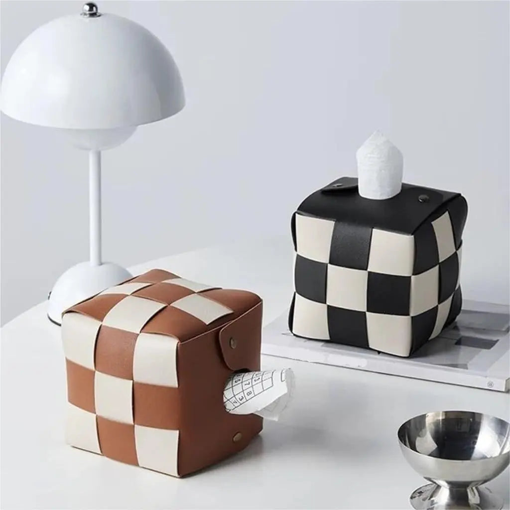Checkered Tissue Box Cover