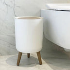 Vora Push-Lid Trash Can With Wooden Legs