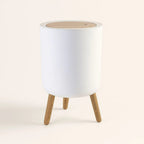 Vora Push-Lid Trash Can With Wooden Legs