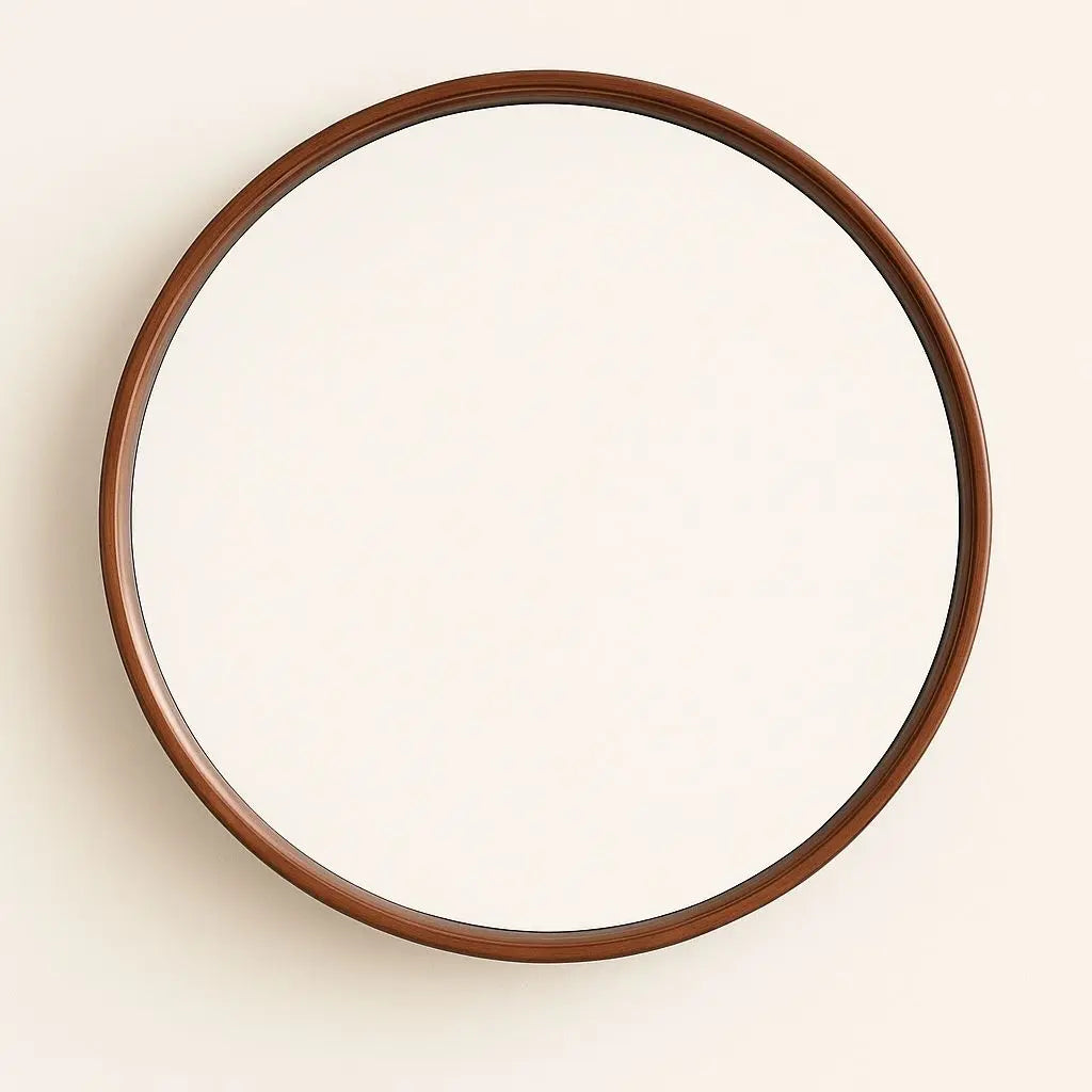 Ethan Round Wall Mirror – Solid Walnut Wood Frame