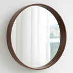 Ethan Round Wall Mirror – Solid Walnut Wood Frame