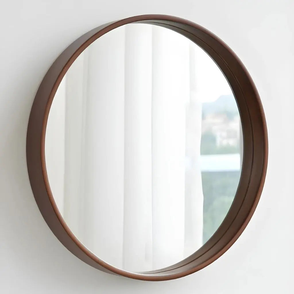 Ethan Round Wall Mirror – Solid Walnut Wood Frame