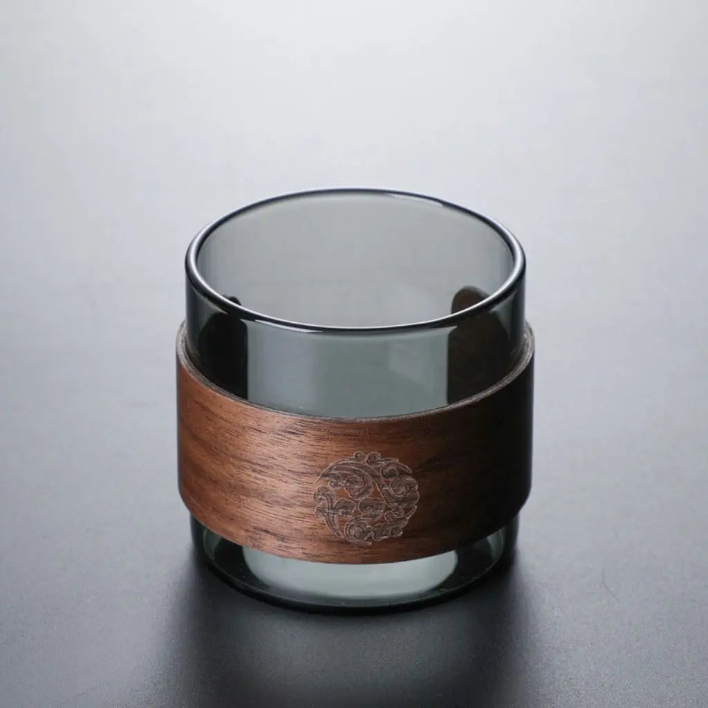 Orlando Walnut Ring Borosilicate Glass Tea Cup
