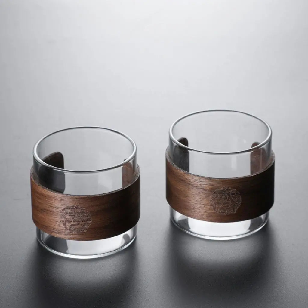 Orlando Walnut Ring Borosilicate Glass Tea Cup