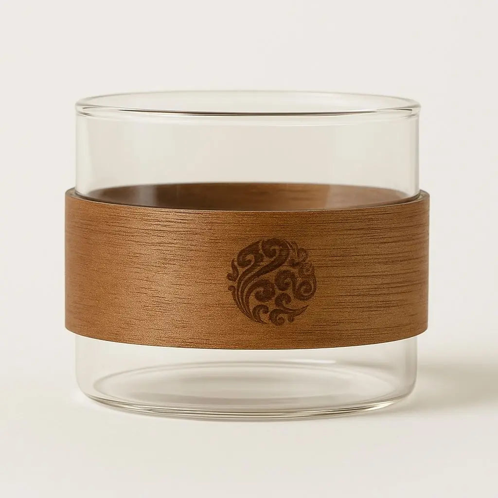 Orlando Walnut Ring Borosilicate Glass Tea Cup
