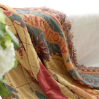 Wanderlust World Map Cotton Throw Blanket