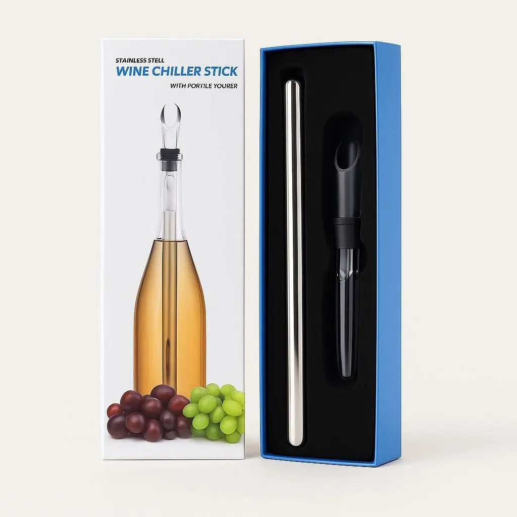 Elias Wine Chiller Set – Stainless Steel Cooling Rod with Pourer & Stopper