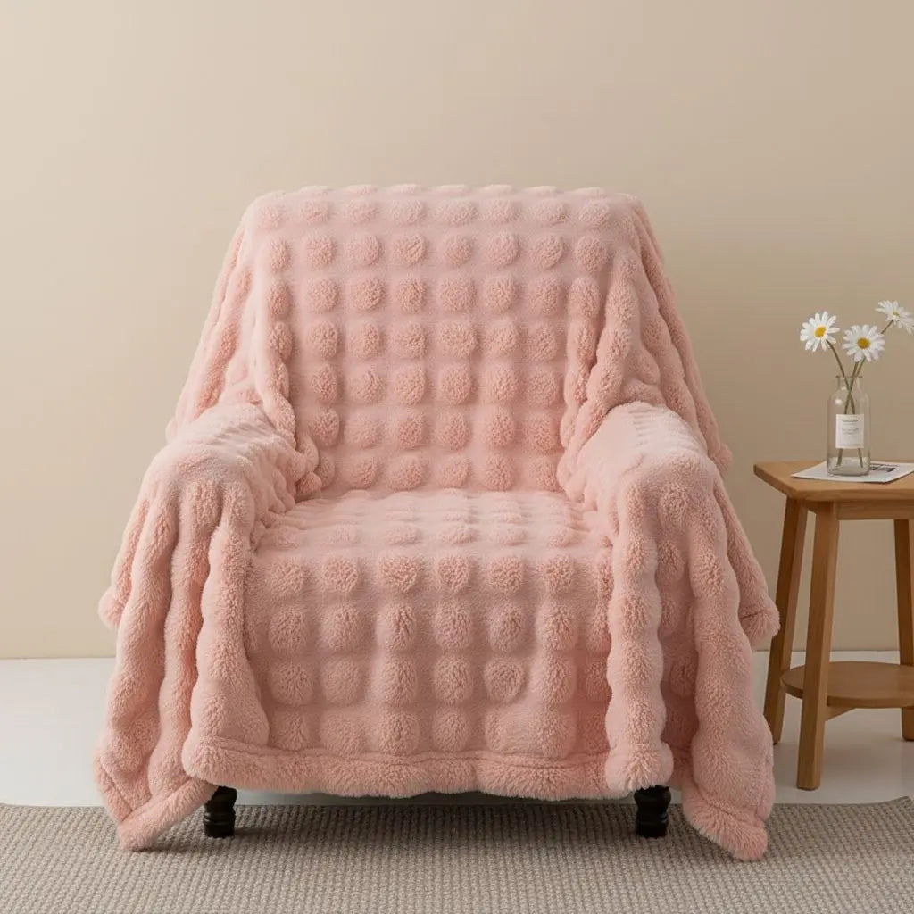 Luna Bubble Flannel Sofa Blanket