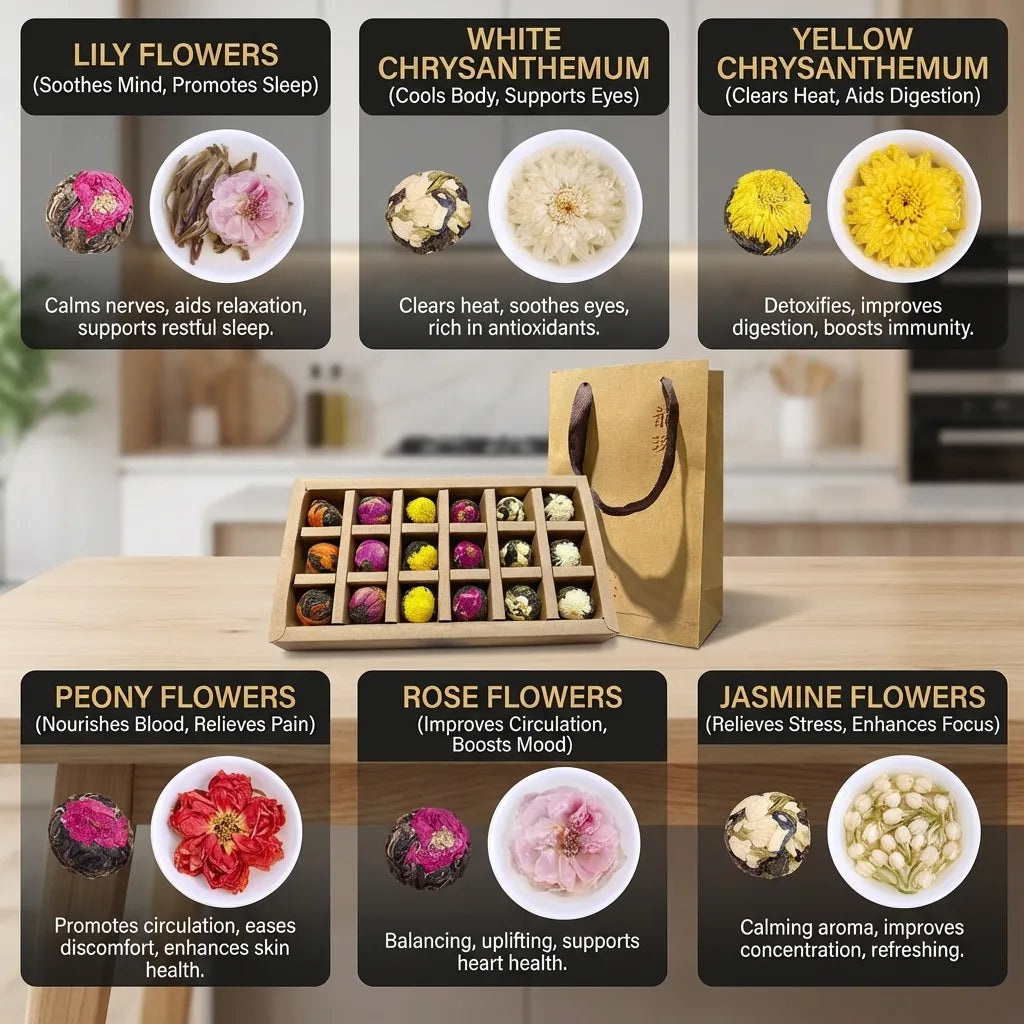 Blooming Flower Tea Balls 18 Pieces | Pu-erh Dragon Ball Tea