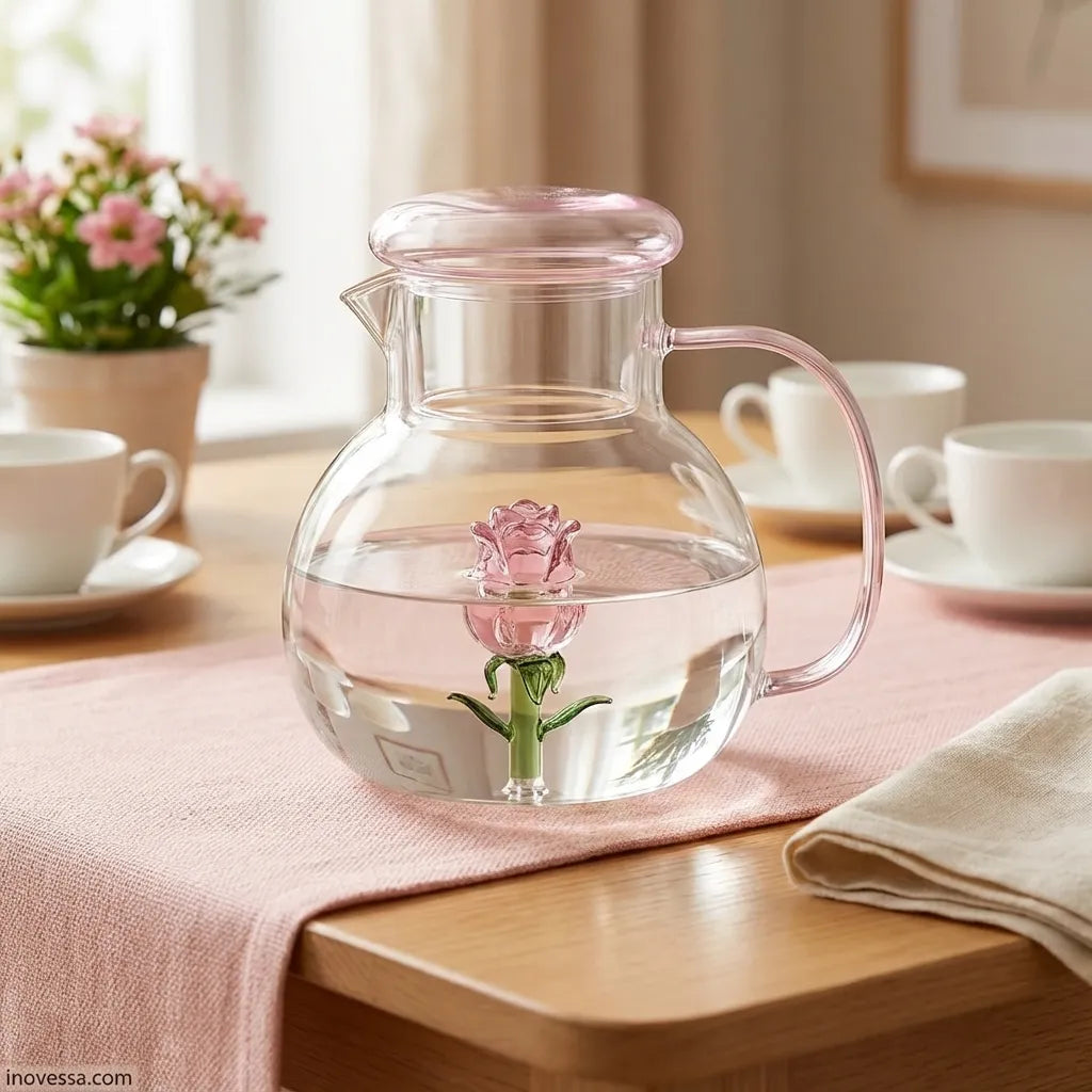 Rose Blossom Glass Teapot