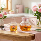 Rose Blossom Glass Teapot