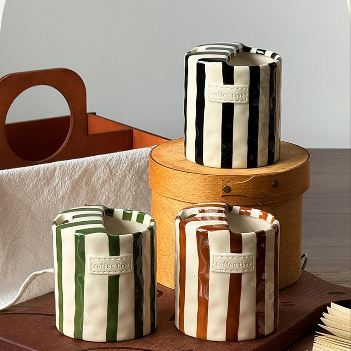 Retro Striped Ceramic Mug