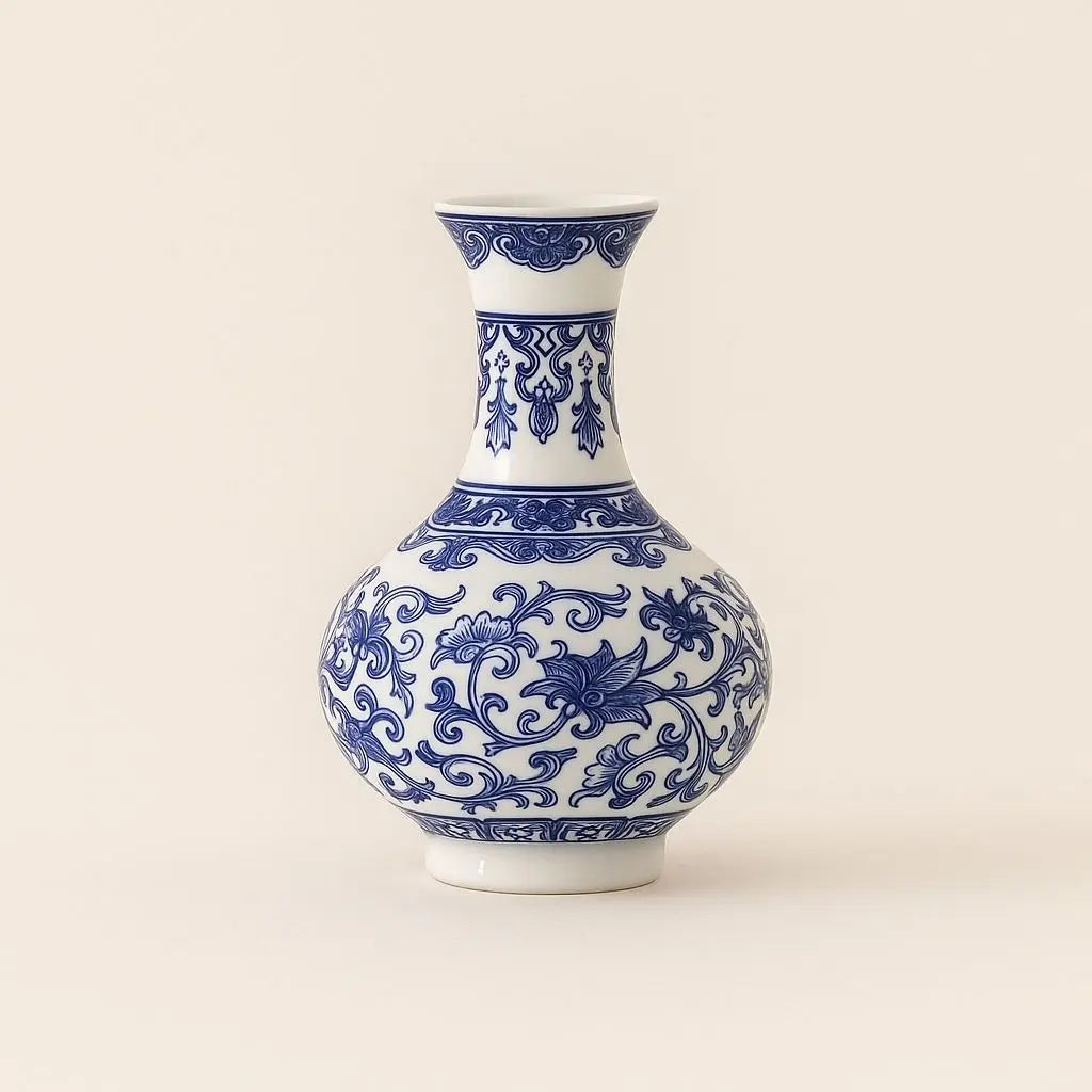 Ceramic Blue & White Wall Vase