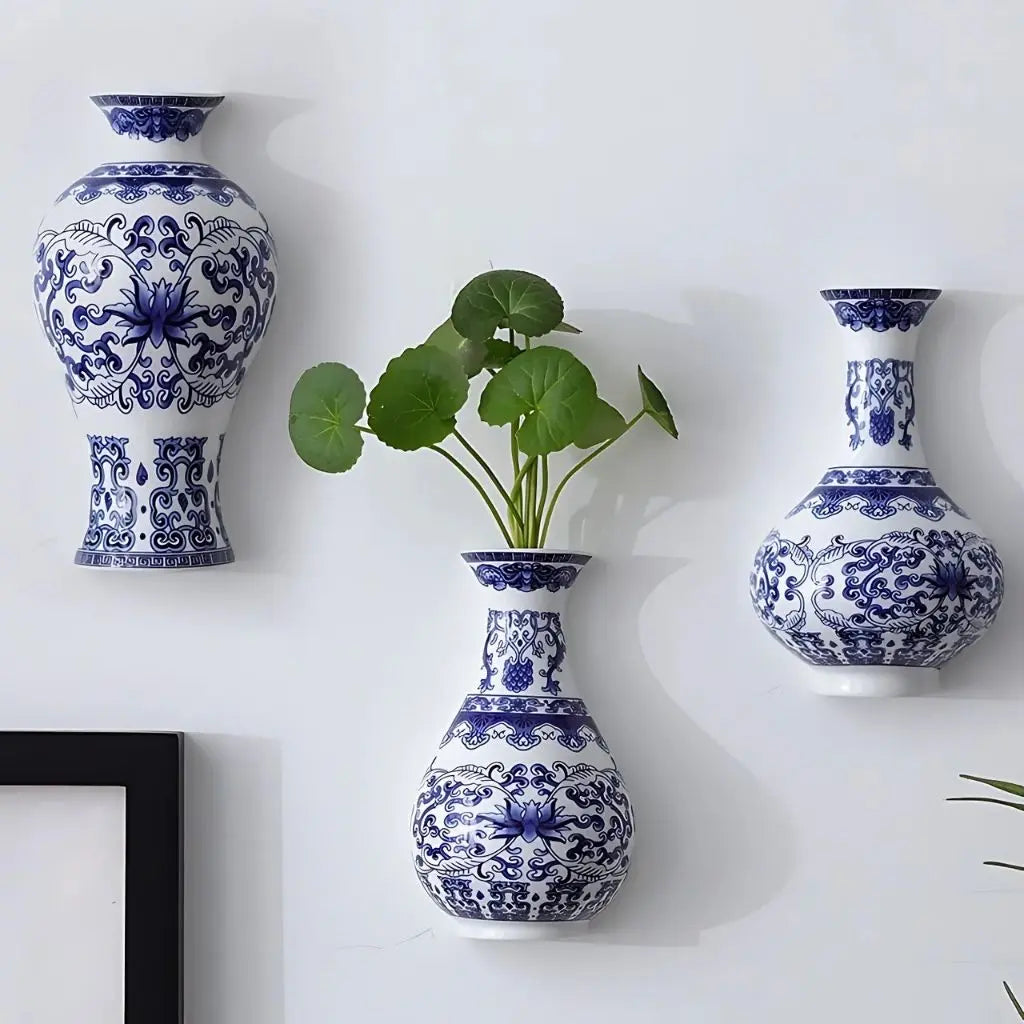 Ceramic Blue & White Wall Vase