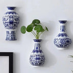 Ceramic Blue & White Wall Vase