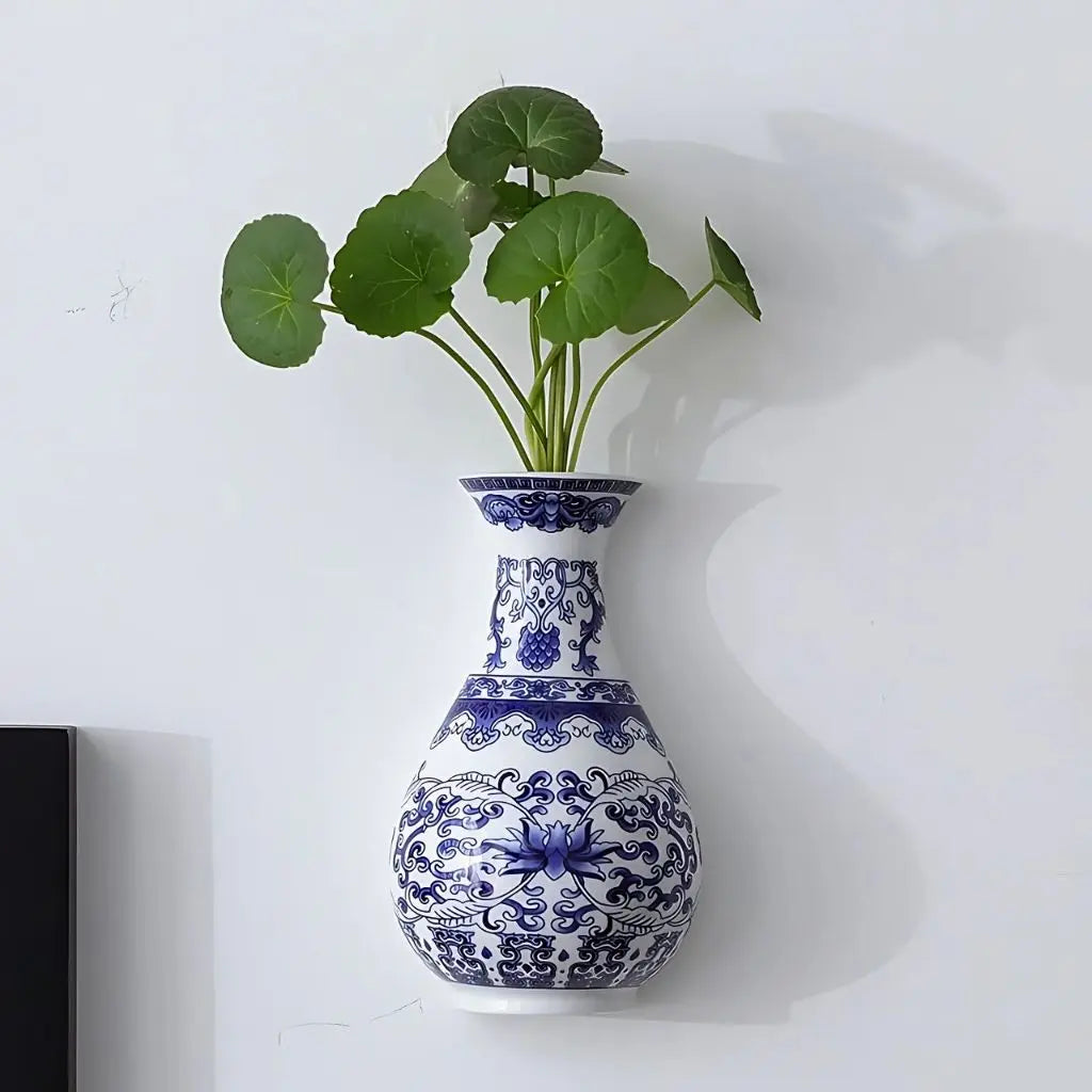 Ceramic Blue & White Wall Vase