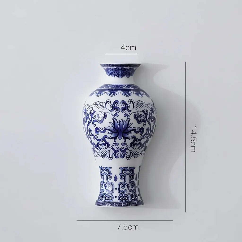 Ceramic Blue & White Wall Vase