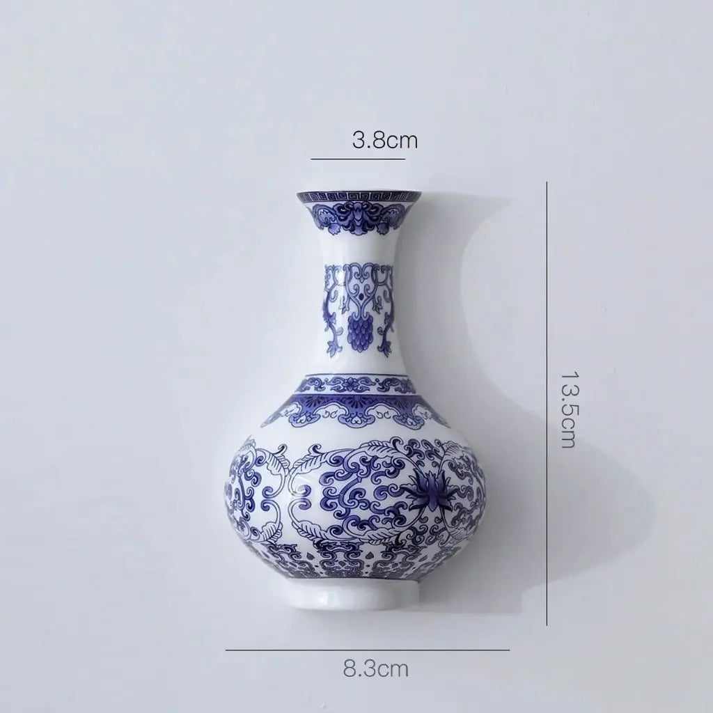 Ceramic Blue & White Wall Vase